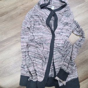 Ivivva Hooded Knit Button Cardigan Pink & Gray Size 10